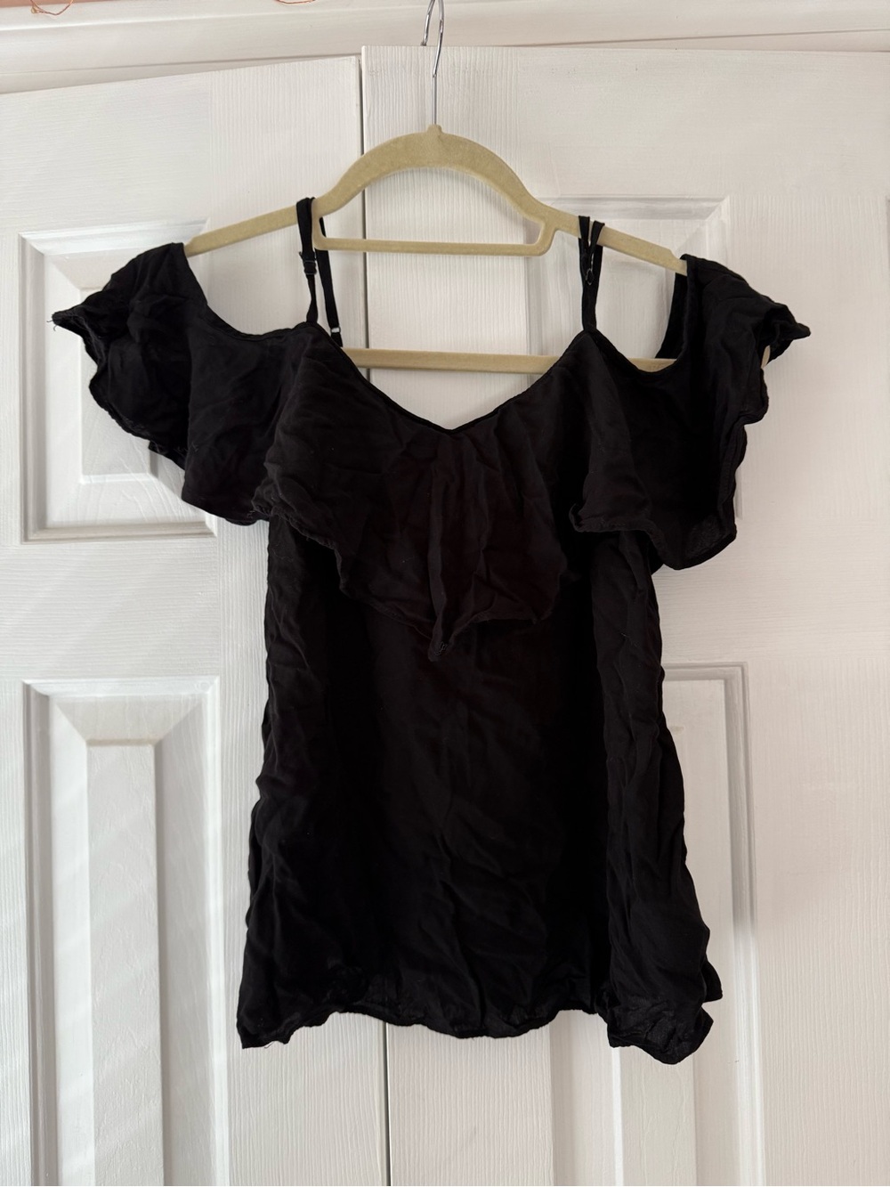 Old Navy Black Off-Shoulder Ruffle Blouse